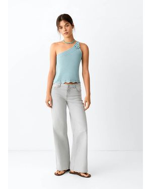 MANGO TEEN Low-Waist Wide-Leg Jeans - White