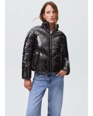 MANGO TEEN Shiny Quilted Anorak - Black