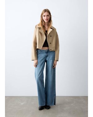 MANGO TEEN Double-Breasted Cropped Trench - Blue