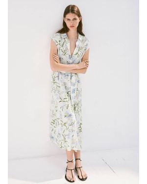 Mango Floral-Print Shirt-Style Dress - White