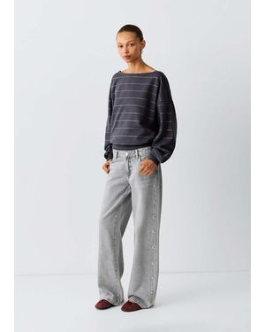 MANGO TEEN Straight-Fit Jeans With Studs - Grey