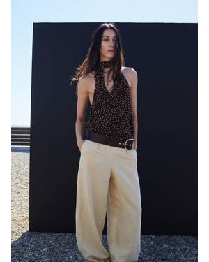 Mango Draped Neck Scarf Top - Blue