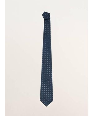 Mango 100% Silk Patterned Tie - Blue