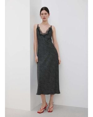 Mango Polka Dot Lace Dress - Black