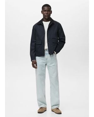 Mango Wasserabweisende Jacke Mit Taschen - Blau