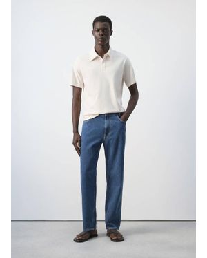 Mango Plain 100% Cotton Polo - Blue
