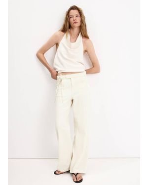 Mango Low-Rise Tie Jeans - Natural
