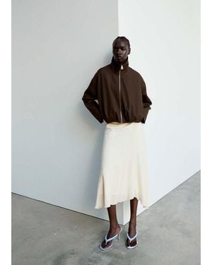 Mango Oversized Funnel-Neck Jacket - Gray