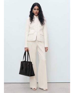 Mango Bouclé Jacket With Pockets - White