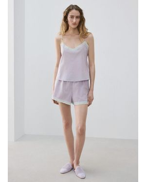 Mango 100% Cotton Pyjama Shorts - Purple