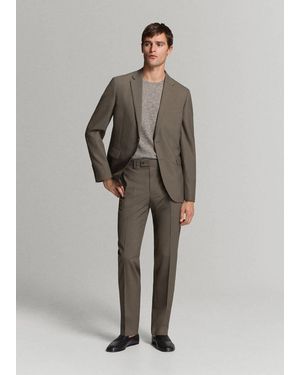 Mango Turin Suit Pants, 100% Virgin Wool, Slim Fit - Gray