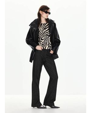 Mango Pullover Maglia Sottile Zebra Nero