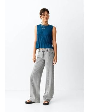 MANGO TEEN Wide-Leg Jeans With Studded Seams - Blue