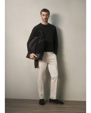 Mango Pantalon Slim Fit En Coton À Taille Ajustable - Neutre
