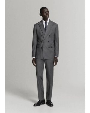 Mango Monaco Slim-Fit Suit Trousers - Grey