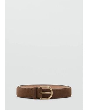Mango Suede Leather Belt - Brown