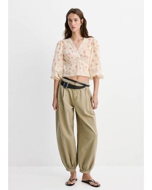 Mango Floral Lace Blouse - Natural