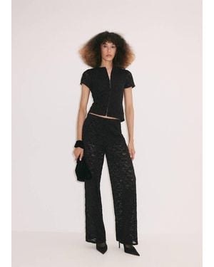 Mango Pantalon En Dentelle Semi-Transparent Noir