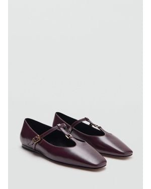 Mango Flat Strips Shoes - Red