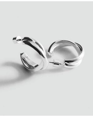 Mango Interlinked Hoop Earrings - Grey