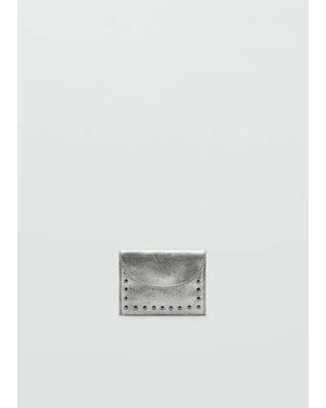MANGO TEEN Studded Leather Purse - White