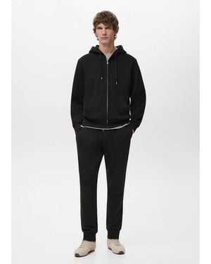 Mango Zipped Hoodie - Black
