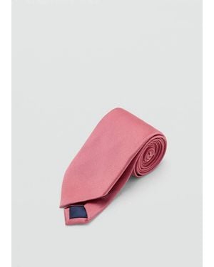 Mango Cravatta Seta Tinta Unita Rosa Pastello
