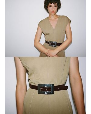 Mango Thin Belt With Maxi-Buckle - Green