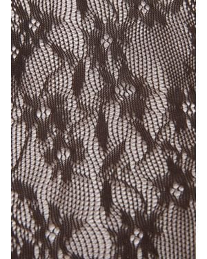 Mango Floral Lace Stockings - Brown