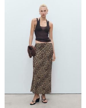 Mango Jupe Midi Léopard Marron