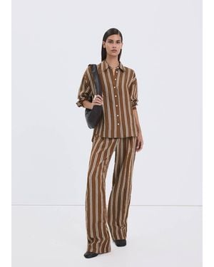Mango Striped Straight Shirt - White