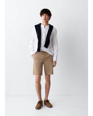 MANGO TEEN Cotton Bermuda Shorts - White
