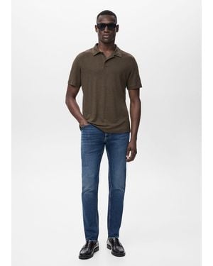 Mango Jan Slim-Fit Faded Dark-Wash Jeans - Blue
