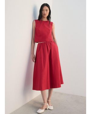 Mango Buttoned Crop Top - Red