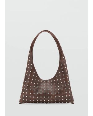 MANGO TEEN Studded Shoulder Bag - Brown