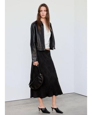 Mango Ausgestellter Devoré-Rock - Schwarz