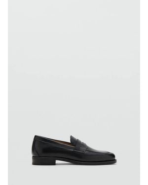 Mango Leather Penny Loafers - Grey