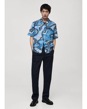 Mango Regular-Fit Printed Shirt - Blue