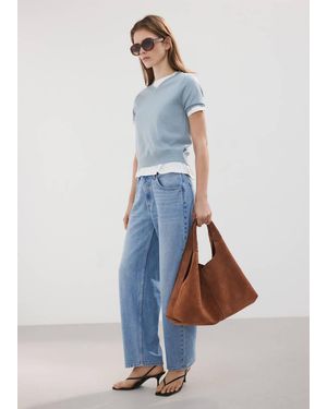 Mango High-Waisted Barrel Jeans - Blue