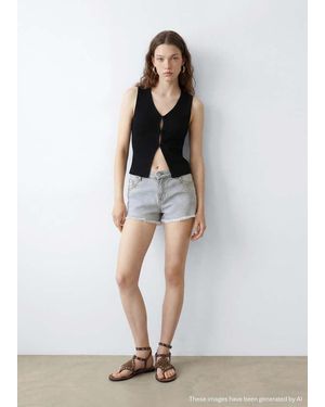 MANGO TEEN Ribbed Top - White