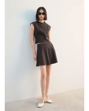 Mango A-Line Skirt With Seams - Natural