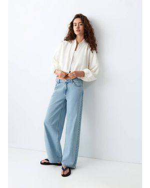 MANGO TEEN Linen Bomber Jacket - Blue
