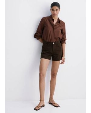 Mango Straight-Fit Denim Shorts - Brown