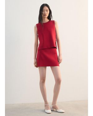 Mango Short Knitted Skirt - Red