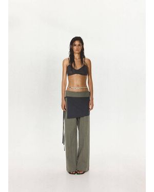 Mango Tie-Waist Overlay Trousers - White