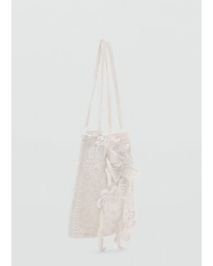 Mango Crochet Handbag - White