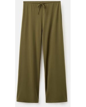 Mango Straight-Fit Trousers With Elastic Waist - Green