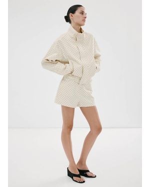 Mango Polka Dot Cotton Shorts - Natural