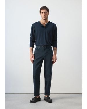 Mango Ben Cropped Tapered-Fit Jeans - Blue