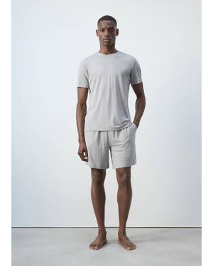 Mango Elastic Waistband Pyjama Set - White